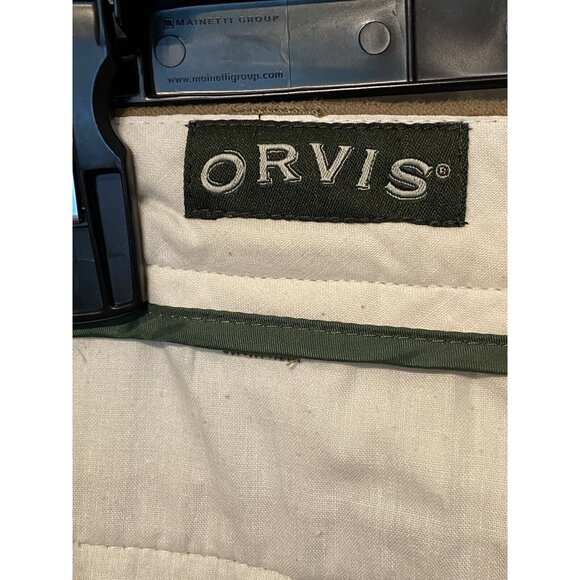Orvis Tan Men's Size 38x30 Khaki Chino Pants Flat Front Brisbane Moss Fabrics - Picture 4 of 6